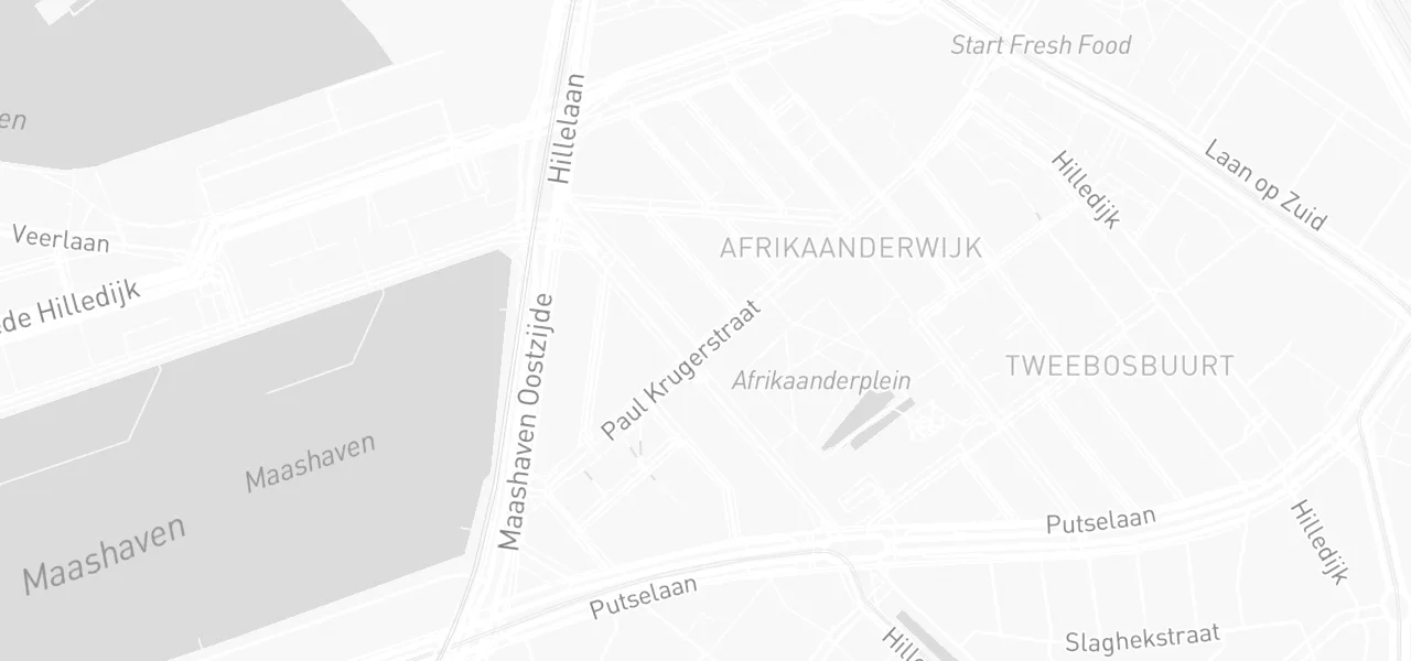 Kaart met de locatie van Alblas Tweewielers aan de Paul Krugerstraat 109-113, Rotterdam