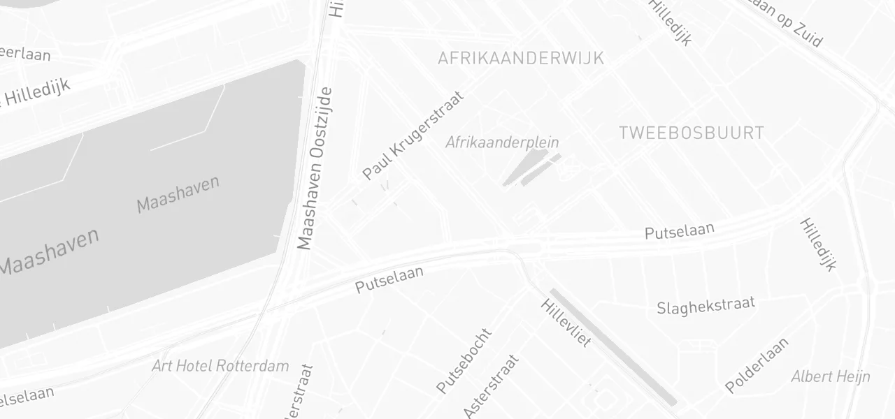 Kaart met de locatie van Rijschool Centrum aan de Transvaalstraat 52 C, Rotterdam